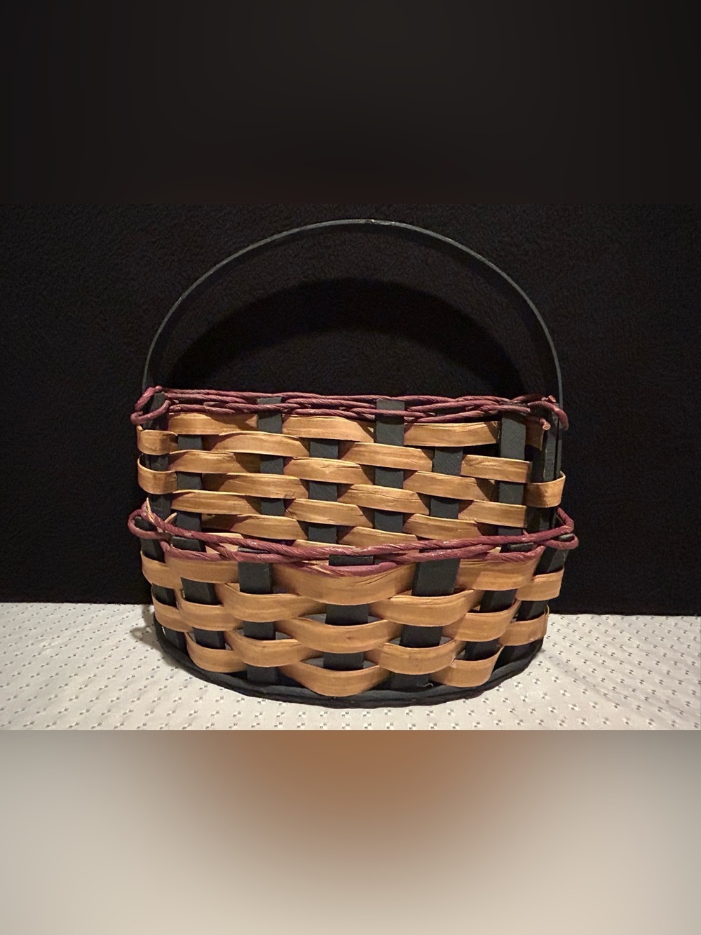 Handcrafted Basket Made In Michigan Free Standing Or Wall Hanging with Handle